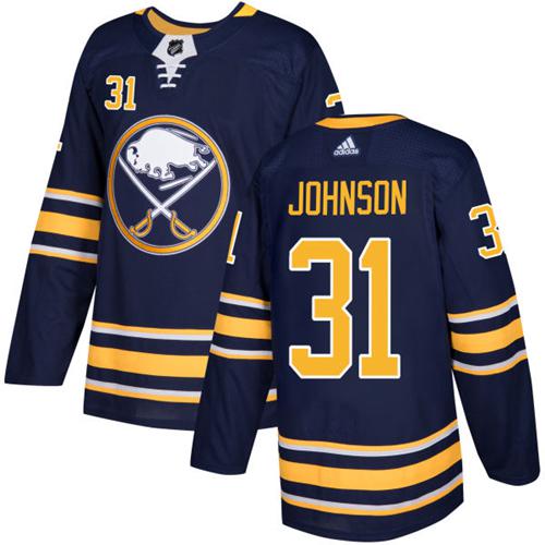 Men Adidas Buffalo Sabres 31 Chad Johnson Navy Blue Home Authentic Stitched NHL Jersey